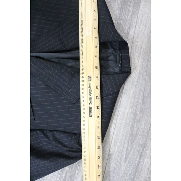 Canali Mens Pinstripe Three Button Suit Black Wool Size 52R X 36 - Picture 6 of 16